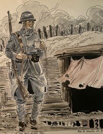 Francis Carin - Francis Carin, illustration originale, un "Diable Bleu" de la Grande Guerre. - Original Illustration