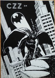Joli Batman dessin inédit de GAL pour Le Fanzine Cine Zine Zone 34 ( avec du Batman , Satanik , Etc...) , édité par Pierre Charles en 1989 .