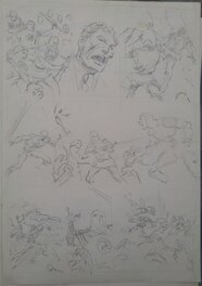 Don Heck - Nazi theme preliminary layout  sketch for JLA? - Planche originale