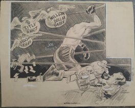 William Mullins - Joe Louis 1936 Jack Sharkey fight "The Shot" heard around the ring. - Comic Strip