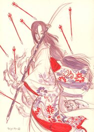 Benjamin Lacombe - Histoires de femmes samurai - Illustration originale