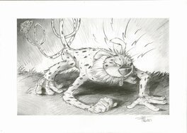 Fabrice Lebeault - Marsupilami en colère - Original Illustration