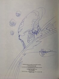 Sketch - Druillet VUZZ 1 Dessin original dédicace , Bd EO News Colors + Bande Prix Angouleme eo cartonnée remaniée album Dargaud 1985