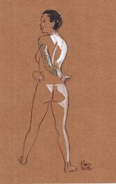Marc Rouchairoles - Métisse aux bijoux nue et tatouée - Original art