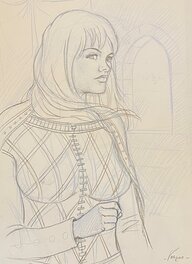 Jean-Christophe Vergne - Jean-Christophe Vergne, illustration originale, Gente Dame dans le Donjon, "Le Coeur de Lion". - Original art