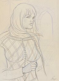 Jean-Christophe Vergne - Jean-Christophe Vergne, illustration originale, Gente Dame dans le Donjon, "Le Coeur de Lion". - Œuvre originale