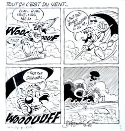 Henri Dufranne - Gai Luron #14, p.129 - "Tout ça c'est du vent" - Planche originale