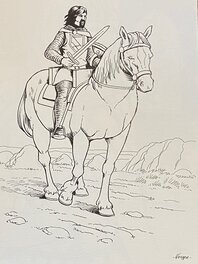 Jean-Christophe Vergne - Jean-Christophe Vergne, illustration originale, Preux Chevalier sur son destrier, "Le Coeur de Lion". - Original Illustration