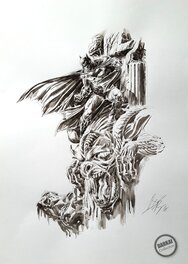 Doug Braithwaite - Batman On Gargoyle - Original Illustration