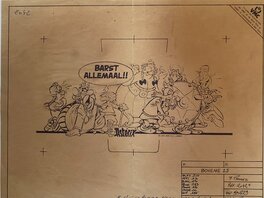 Studios Uderzo, illustration originale, plan + 7 cellos, collection Astérix des Verreries Mécanisées Champenoises (VMC).