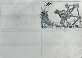 Fabrice Tarrin - Spirou chez les soviets. Crayonnée. - Illustration originale