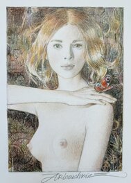 Andréi Arinouchkine - La dame aux papillons par Arinouchkine - Illustration originale