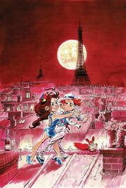 Dan Verlinden - Spirou et Luna Fatale à Paris - Illustration originale