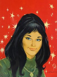 Jean Sidobre - Jean Sidobre, couverture originale, Jeune fille brune sur fonds rouge, "Lisette Caroline". - Couverture originale