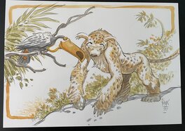 Frank Pé - La bête et un toucan - Illustration originale