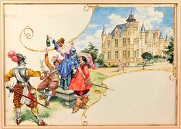 Chéri Hérouard - Chateau avec des Fêtards - Planche originale