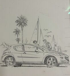 William Vance - Xiii Advertisement for Peugeot - Original Illustration