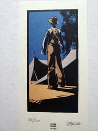 Ex-Libris : sérigraphie SUPER HEROS : 9,3 x 17,9 sur carton