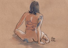 Marc Rouchairoles - Femme Tatouée avec bras - Œuvre originale