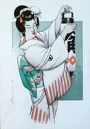 Michetz - Geisha à la lanterne - Original Illustration