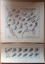 Claude Rittaud - Rittaud Claude Rubrique indien Chaussure Planche originale + Strip lavis encre 1951 du Big Bill le Casseur 62 Atelier Chott - Original Illustration