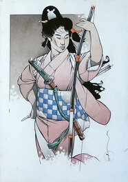 Michetz - Geisha à l'arc - Original Illustration