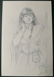Philippe Delaby - Dessin original femme publié portefolio sentinelles barbares - Original Illustration