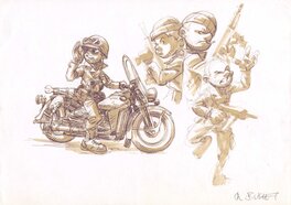 Philippe Buchet - Castard à moto - Original Illustration