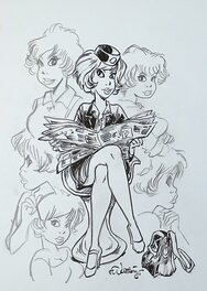 François Walthéry - Natacha hôtesse de l'air - Original Illustration