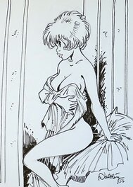 François Walthéry - Natacha drap - Illustration originale
