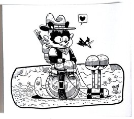 oTTami - Dessin original de l'Inktober 2023 : Panda et Escargot par oTTami ! - Original Illustration