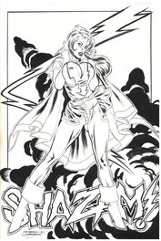 Mark Beachum - Mary Marvel Shazam! Unpublished Pin-up Cover Original Art - Couverture originale