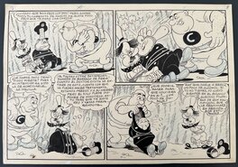 Érik - Erik "Professeur Globule contre Dr Virus" page 8 1944 32,5X22,5 cm - Comic Strip