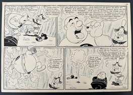 Érik - Erik "Professeur Globule contre Dr Virus" page 9 1944 32,5X22,5 cm - Comic Strip