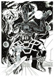 Philippe Bringel - Le surfer d'argent face a Galactus - Original Illustration