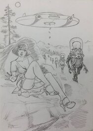 Patrick Hitte - Pin-Up & extraterrestres - Œuvre originale