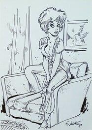 François Walthéry - Natacha accoudoir - Illustration originale