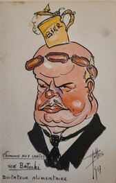 René Pellos - L'homme aux cartes, Von Batocki, dictateur alimentaire - Original Illustration