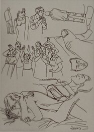 Jim - Recherches case 6- Une nuit à Rome - Jim - Galerie Nicolas Sanchez - Illustration originale