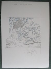 Paul Geerts - Schets kaft Suske en Wiske de rosse reus - Planche originale