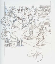 Paul Geerts - Schets van kaft Suske en Wiske de mooie millirem - Planche originale