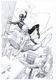 Jérome Opeña - Spectacular Spider-Men #6 cover featuring Miles Morales & Peter Parker - Original Cover