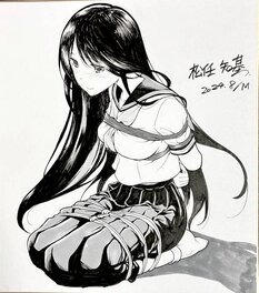Clothed bondage. newly drawn illustration shikishi by Matsuto Tomoki