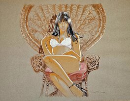 Jim - Marie - Fauteuil en osier - Une Nuit à Rome - Original Illustration