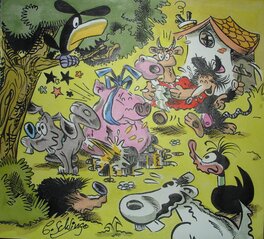 Charlie Schlingo - Gropépère a mal aux dents (Dentiste) - Illustration originale