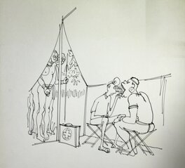 Gérard Lauzier - Dentiste sous tente en Afrique - Planche originale