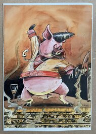 Arnaud Michel - Cochon grillé - Illustration originale
