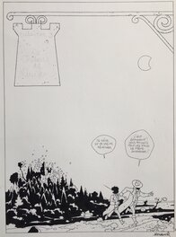 Planche originale - Parcelier, Guilio et le drôle de monde, tome 2, L'auberge de la Tarasque, planche n°25, 1996.