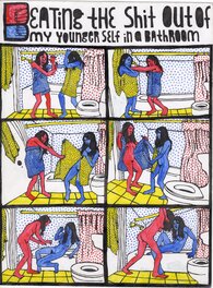 Juliette Collet - Quelqu’un pg. 11 / Blah Blah Blah #4 pg. 30 (2023) - Beating the Shit Out of My Younger Self in a Bathroom - Planche originale