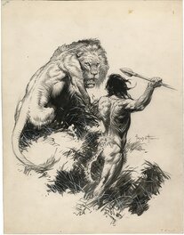 Frank Frazetta - Frank Frazetta - Tarzan and the Golden Lion (Canaveral plate) - Original Illustration